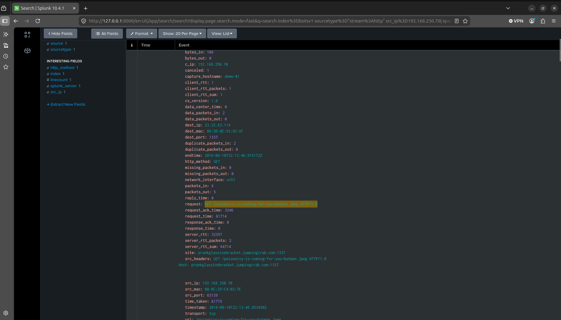 The payoff event, server pulling the defacement file from the C2 domain