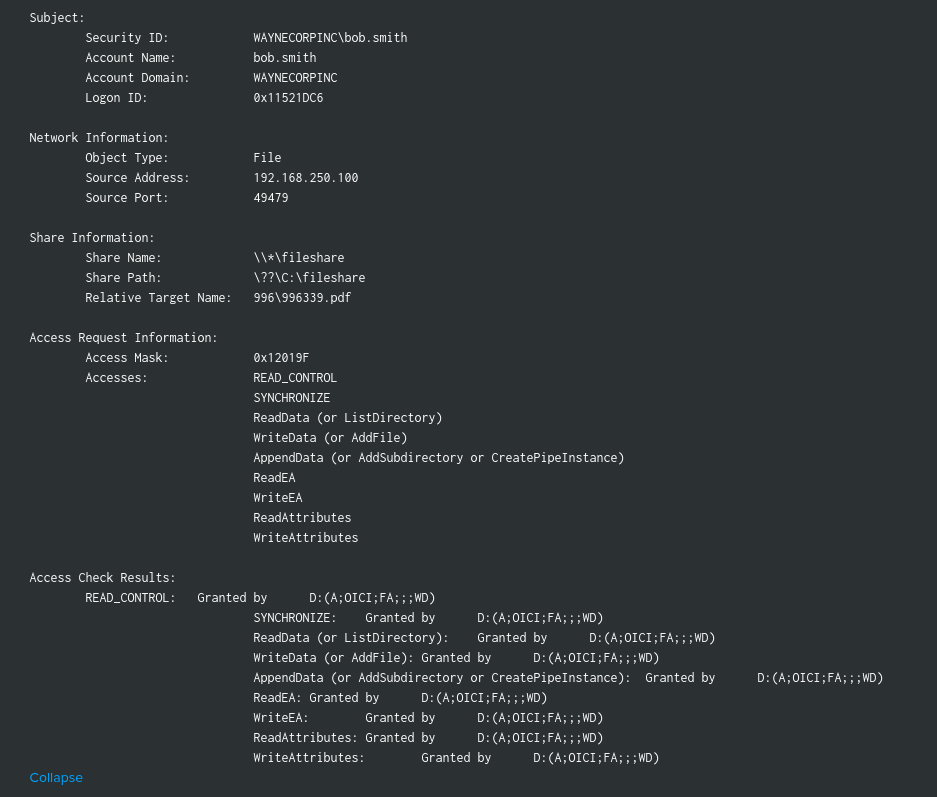 Raw event decoding 0x12019F as the read/write encrypt access