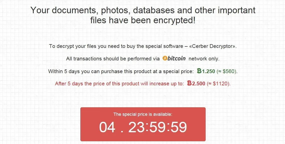 Cerber's ransom note and desktop wallpaper as described in Splunk's scenario writeup